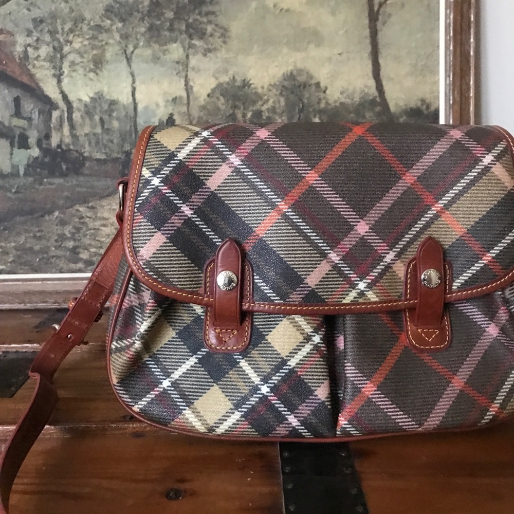 Dooney & Bourke Plaid Saddle Bag Purse